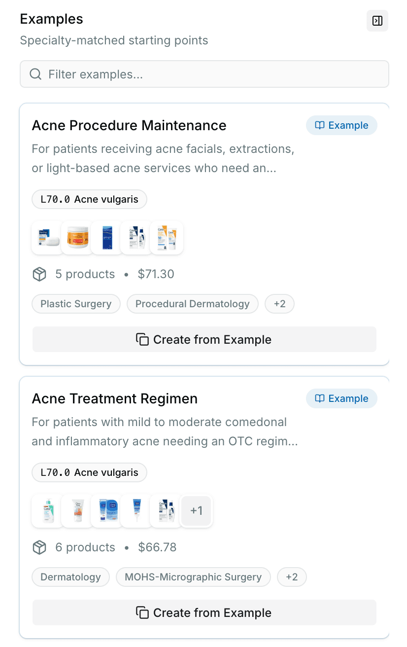 Specialty-matched dermatology recommendation templates in Wrapped Health